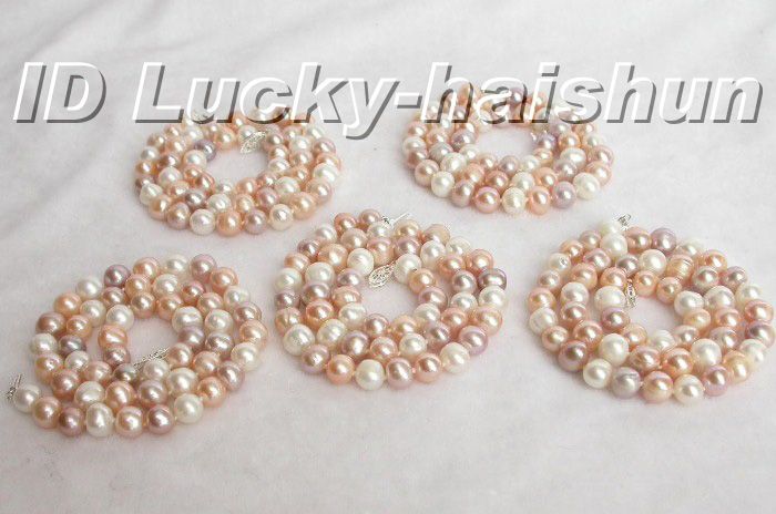 wholesale 5piece 9mm Multi color pearls necklace 17  