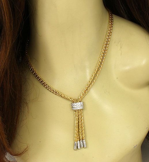 EXQUISITE 18K & DIAMONDS LADIES LARIAT STYLE NECKLACE  