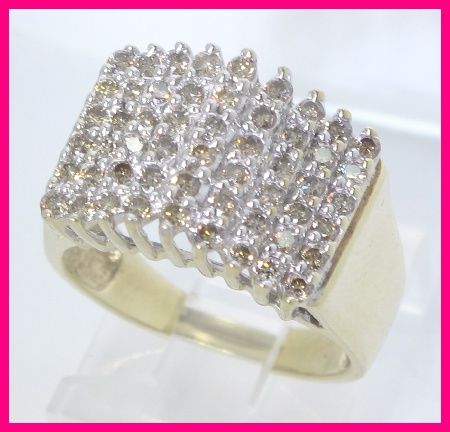 10kg Round Diamond Pyramid Cluster Cocktail Ring 1.08ct  