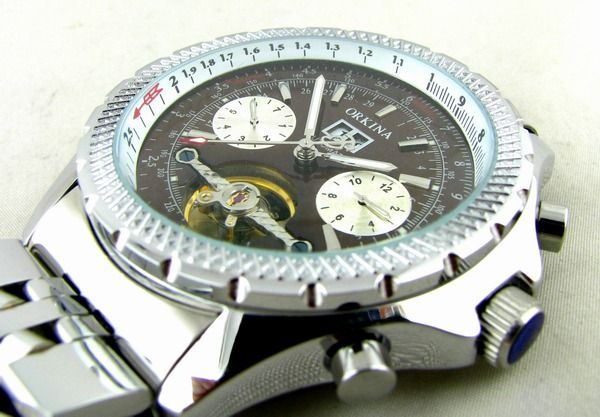 Sven ORKINA042c brown luxury elegant Men see through mechanical 