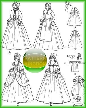 Girls Historical Pilgrim Pioneer Dress Patterns 3 6  