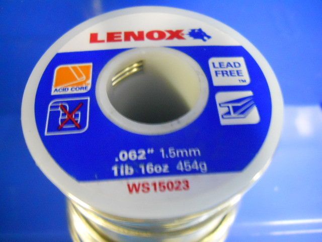 Lenox .062 1.5mm 1lb 16oz 454g Acid Core Solder Spool  