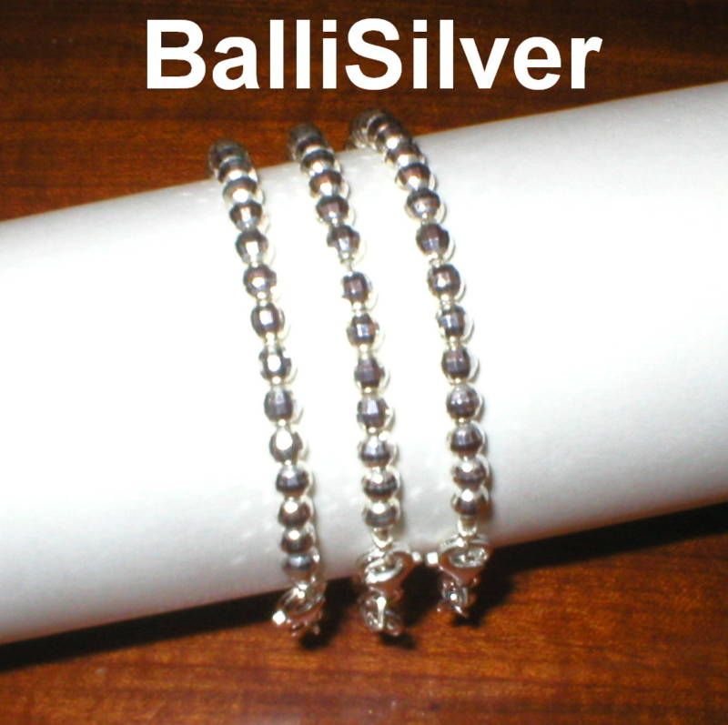 pcs Sterling Silver 925 4mm DISCO Ball BEAD BRACELETS  