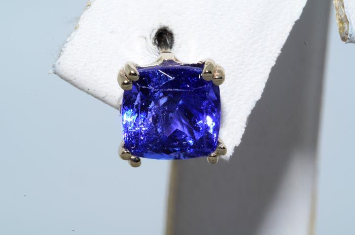 3,000 3.50CT CUSHION CUT TANZANITE STUD EARRINGS WOW  