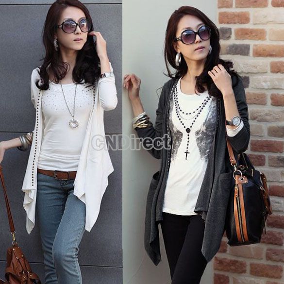 Fashion Korea Women Long Sleeve Cotton Blends Coat Jacket Tops Cotton 