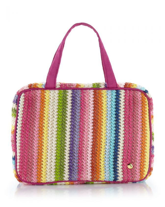 Stephanie Johnson Striped Raffia Zip Around Case  