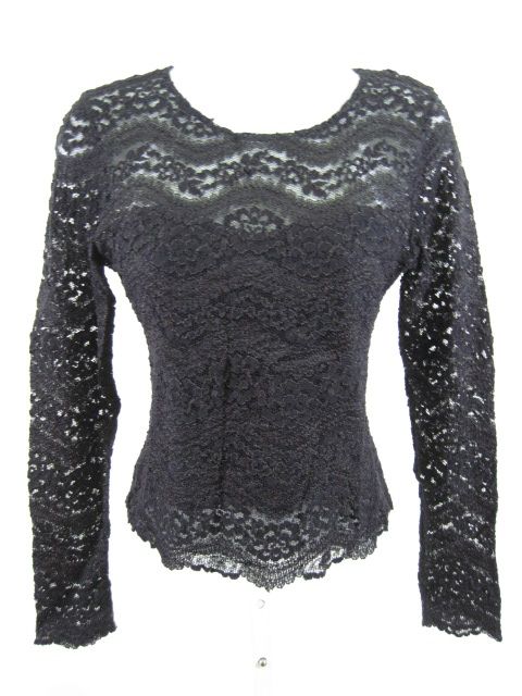 HANKY PANKY Black Lace Long Sleeve Shirt Top Size Small  