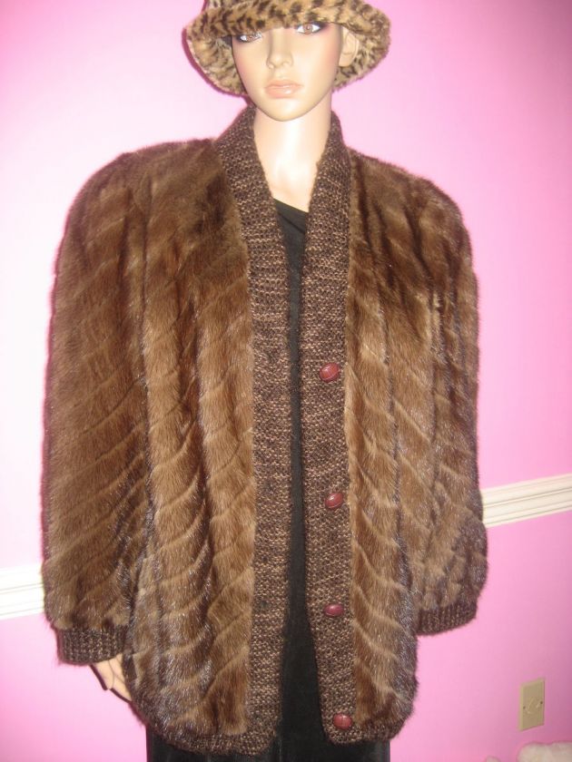   Oscar de la Renta Fur Sweater Coat Estate Vintage Mint Find  