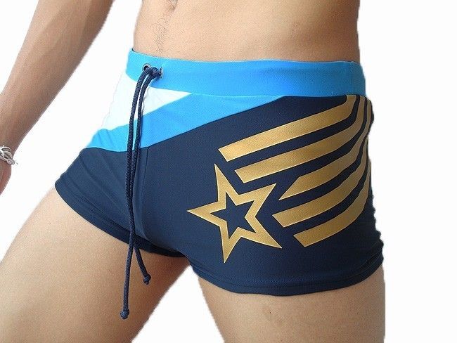 Speedo Mens Square Cut Swimsuit Star Blue L 30 32  