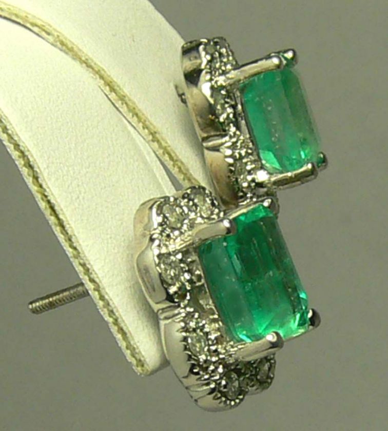 DAZZLING COLOMBIAN EMERALD & DIAMOND EARRINGS 3.40CTS  