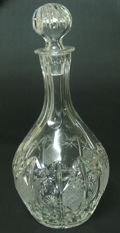 VINTAGE BOHEMIAN CUT CRYSTAL BIG LIQUOR DECANTER  