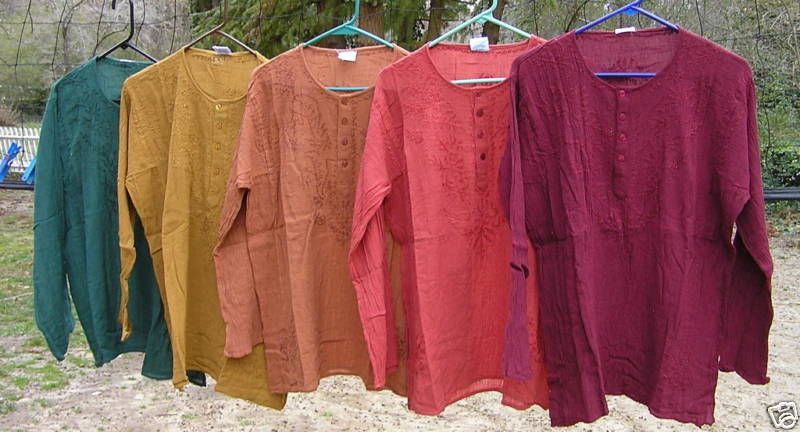 Geeta KURTA TOPS Indian Cotton Hippie shirt WARM COLORS  