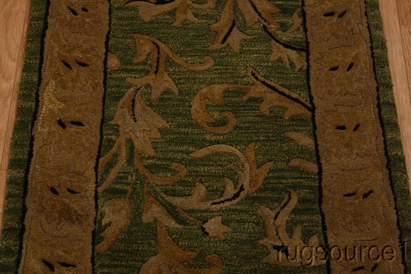 GREEN FLORAL 2X3 WOOL KASHAN ORIENTAL AREA RUG CARPET  