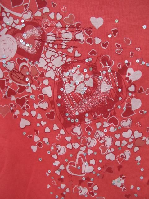 Coldwater Creek Spill of Hearts Sweetheart Neck Top  