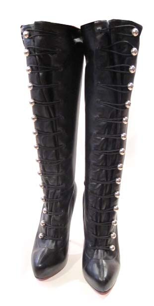 Christian Louboutin Black Over the Knee Black Boots Sz 37.5  