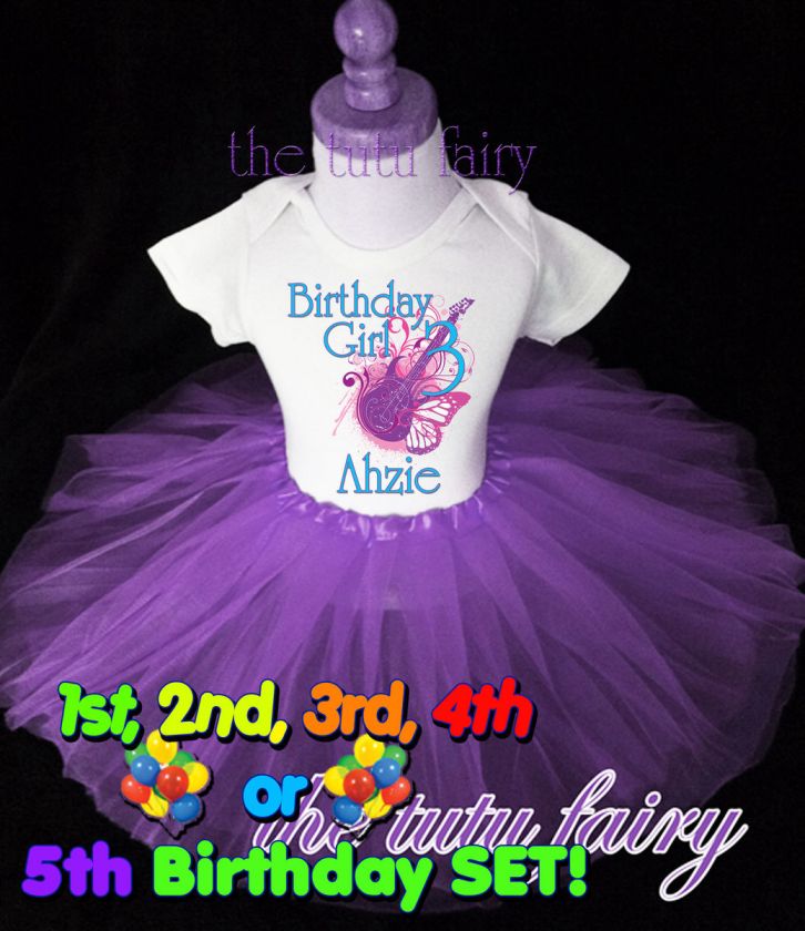   Birthday Girl party shirt & purple set outfit name age 1 2 3  