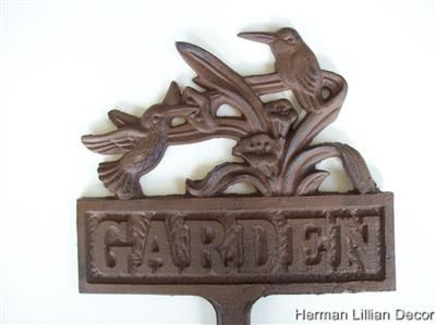 Hummingbird Garden Sign Stake Cast Iron  