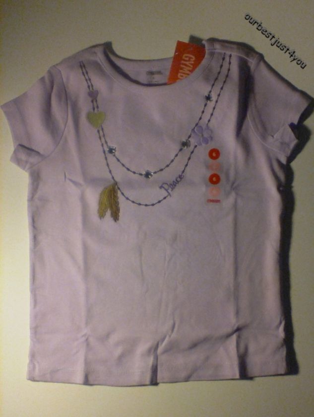 Gymboree COWGIRLS AT HEART Lilac Peace Top Sslv 6 7 NWT  
