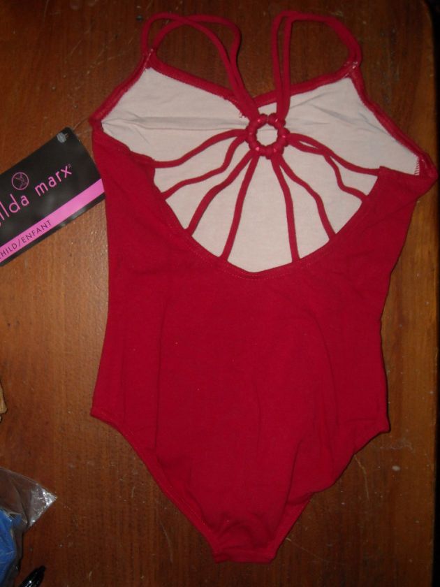 NWT Girls Oring Strappyback dance leotard GARNET RED  