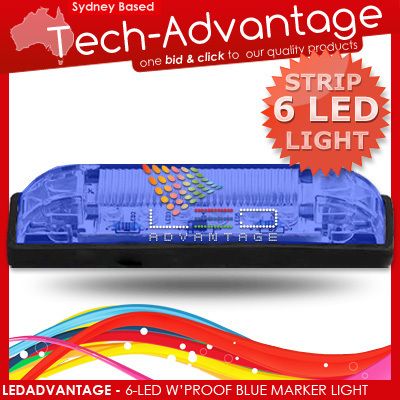 12V WATERPROOF 6 LED ISONIC BLUE STRIP BOAT/COURTESY/DECK/CABIN/STEP 