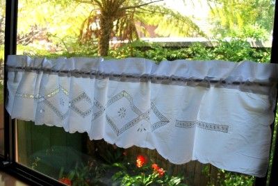 Elegant Hemstitch Cafe Curtain / Trim 150x30cm White  