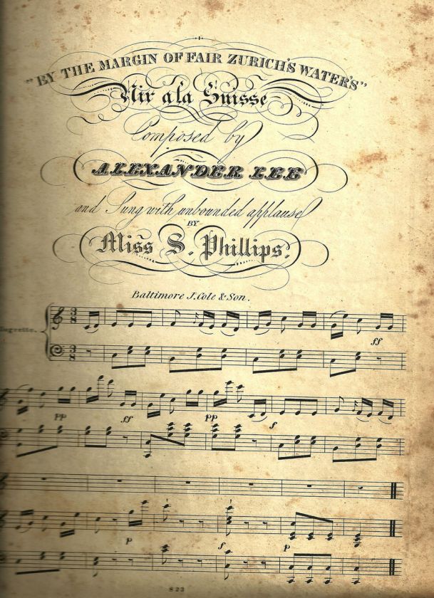 RARE 1830s SHEET MUSIC PUBLISHED BY JOHN COLE, BALTIMORE   8 SONGS 