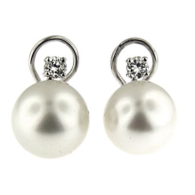 60 CT WHITE GOLD DIAMOND & SOUTH SEA PEARL EARRINGS  