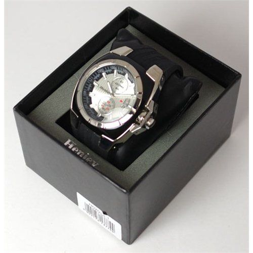 Henley Gents Chunky Imitation Chrono Black Sports Watch  