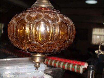   Rare L.E.Smith Moon and Stars Ceiling Mounted Amber Lamp  