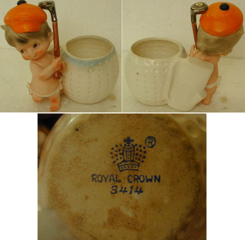 ROYAL CROWN BABY GOLFER PLANTER UNIQUE  