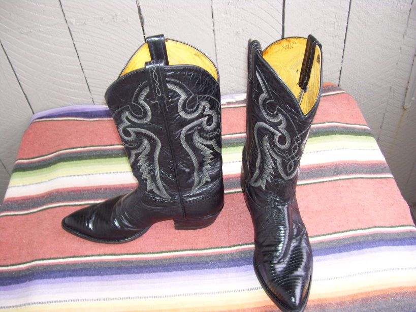 Mens Tony Lama 8849 Black Iguana Lizard Western Cowboy Boots 9 D (b624 