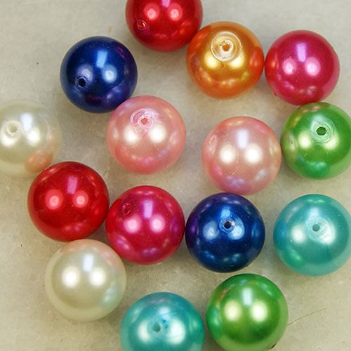 Colorful 15MM Round Imitate Pearl Loose Beads 10PCS  