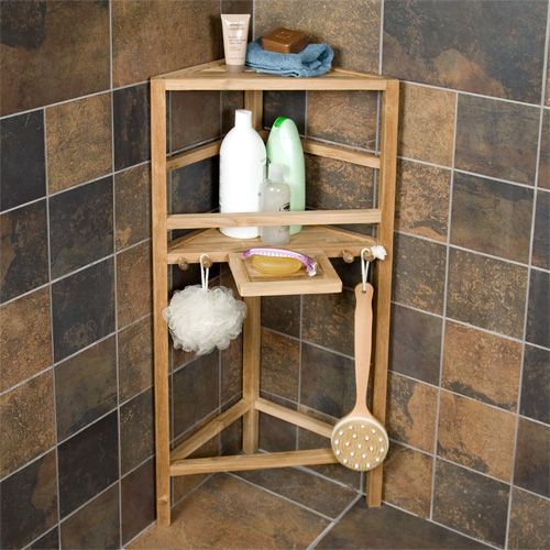Freestanding Teak Corner Shower Shelf  