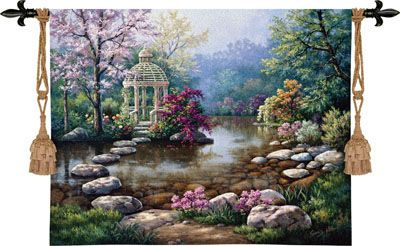 Gazebo Landscape Picture Wall Tapestry Park Garden Lake  