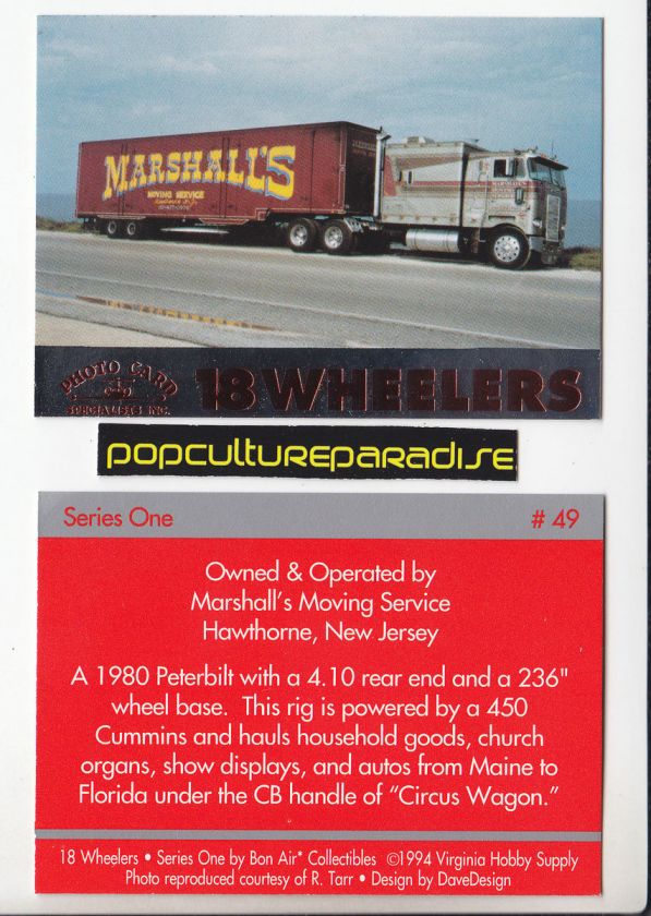 1980 PETERBILT 450 CUMMINS 18 WHEELER HEAVY TRUCK CARD  