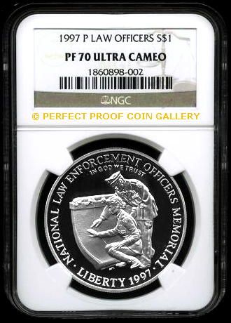 NGC PF70 UC 1997 P LAW OFFICERS SILVER DOLLAR PF 70  