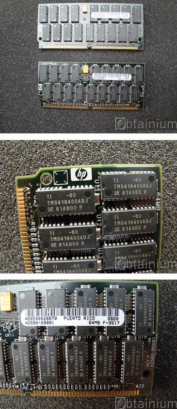 HP 72 Pin 128MB SIMM RAM a2580 6001 128 MB (2x64)  