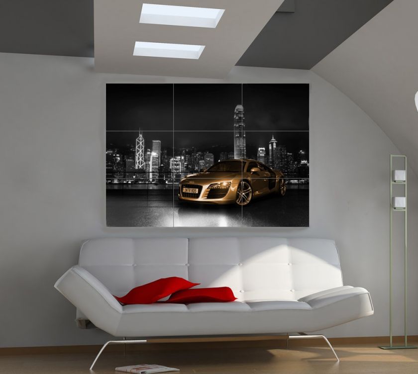 Audi R8 Gold GIANT WALL POSTER HD PRINT 57x39 b520  