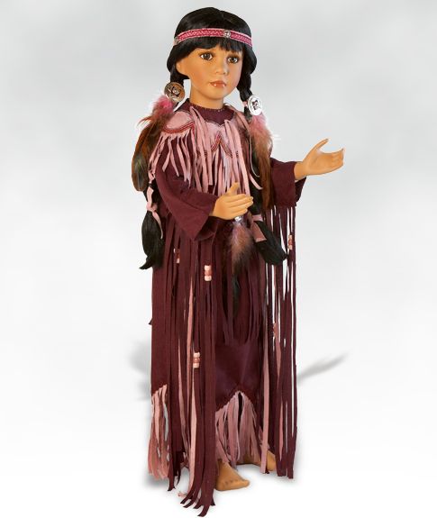 Silent Rainfall,Native American Style Doll in Porcelain  