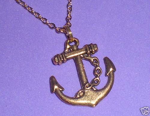 NauTiCaL GoLD aNCHoR CHaiN NeCKLaCe RoCKaBiLLY ReTRo  