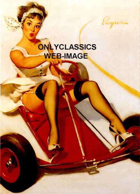 SEXY LEGGY PIN UP GIRL GO KART AUTO RACING PRINT AUTOMOBILIA POSTER 