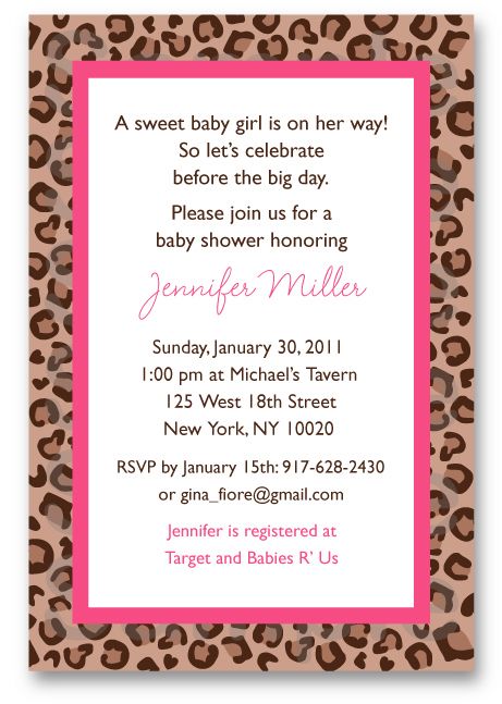 Leopard Print Baby Shower Invitation Print Your Own  