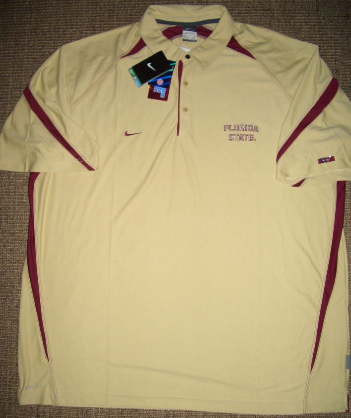 Nike FSU FLORIDA STATE NOLES FIT DRY GOLD COACH POLO     L       XXL 