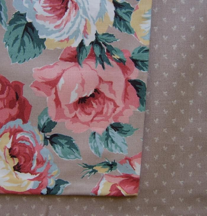 Quilting Cotton Coordinating Fabrics Tan Peach Roses  