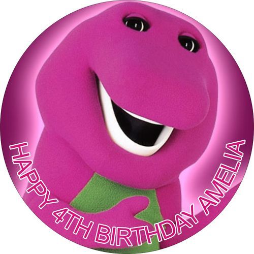 BARNEY RICE PAPER BIRTHDAY CAKE TOPPER  