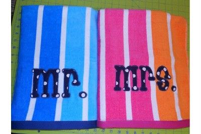 NEW SET 2 MR MRS BRIDAL BEACH TOWEL GIFT SET HONEYMOON  