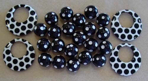 Black White Retro Polka Dot Go go Focal Stations & 16mm 24 Pc Set Kit 