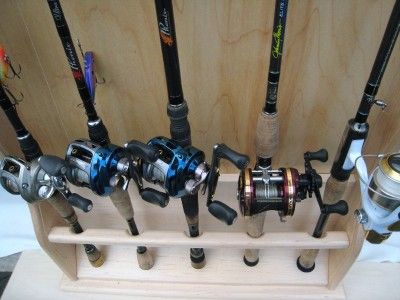 FISHING ROD HOLDER RACK STORAGE ORGANIZER MAPLE WOOD  