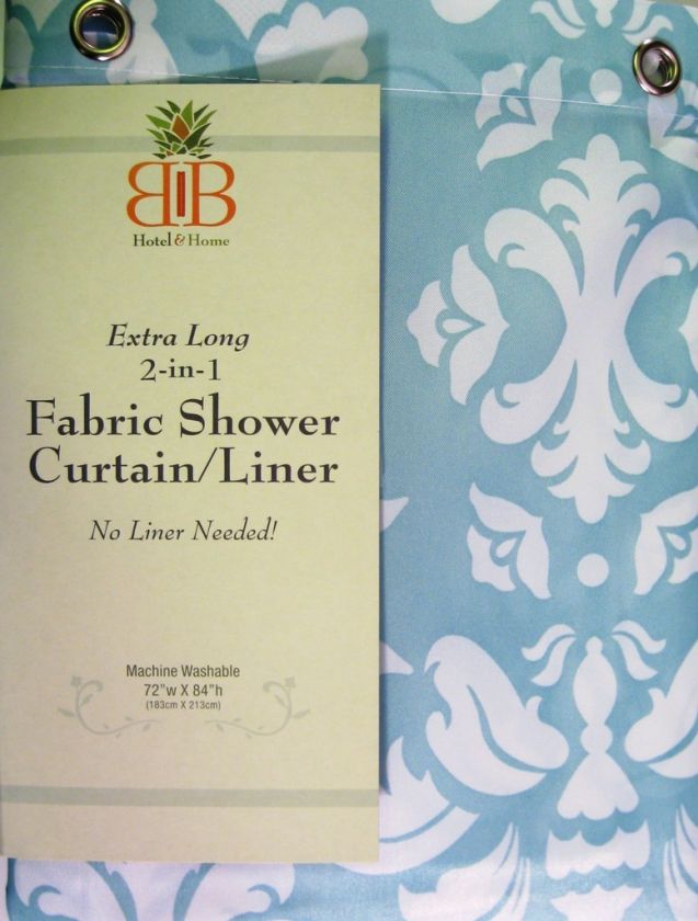 Hotel & Home Shower Curtain / Liner 2 in 1 Blue XL NEW  