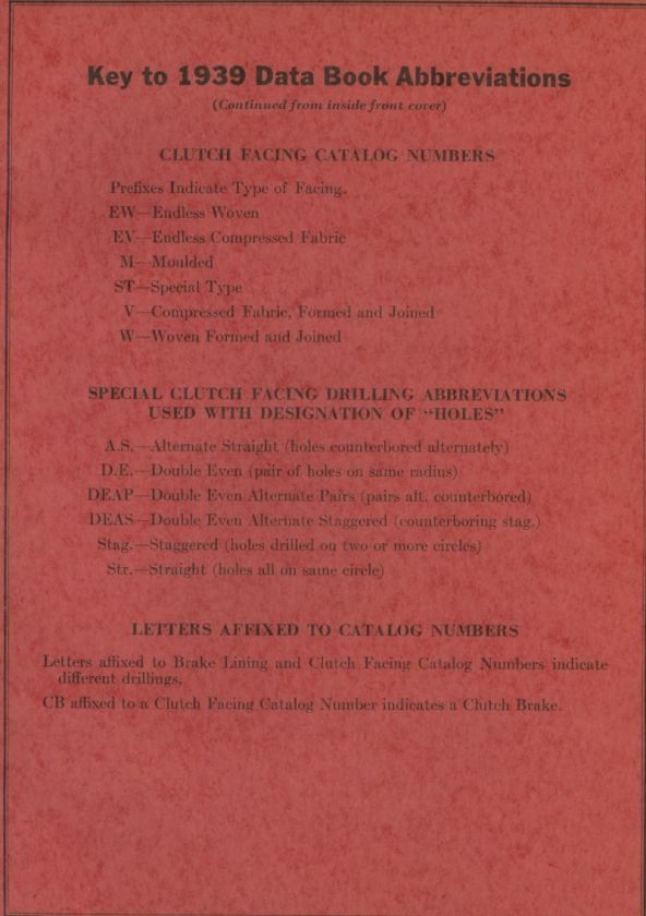 Brake Lining Manual Asbestos Brake Clutch Facings Bendix Lockheed 